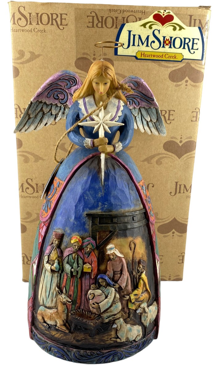 JIM SHORE [3倍の祝福] 天使の置物 NWT 2005 Jim Shore Heartwood Creek Angel A STAR SHALL GUIDE US