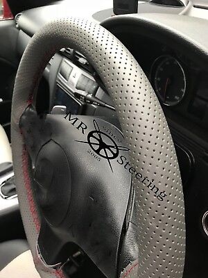 FOR MERCEDES VITO 2 W639 BLACK REAL GENUINE LEATHER STEERING WHEEL COVER RED