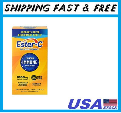 Ester-C Vitamin C 1000 mg Coated Tablets, Immune System Booster Supplement 120ct