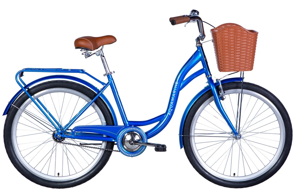 Fahrrad City Damen 26" Korb Stadt Retro Gepäckträger Stahl Blau RH 43cm