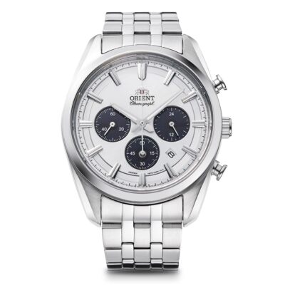 Orient Contemporary RN-TX0305S Panda Solar Analog Chronograph Herren Uhr Neu