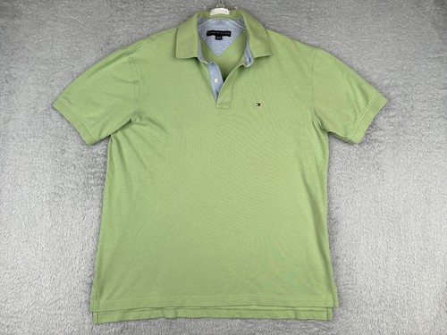 Tommy Hilfiger Poloshirt Herren Extra Large Grün Slim Fit 100% Baumwolle Strick Golf