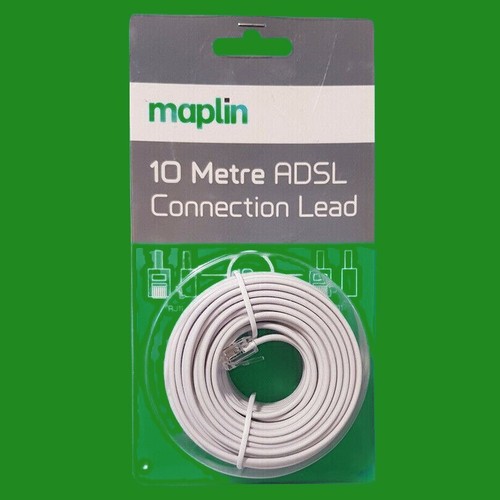 10M ADSL Broadband Kabel Mit RJ11 Steckern, Telefon, Internet Router, Fax - Bild 1 von 3