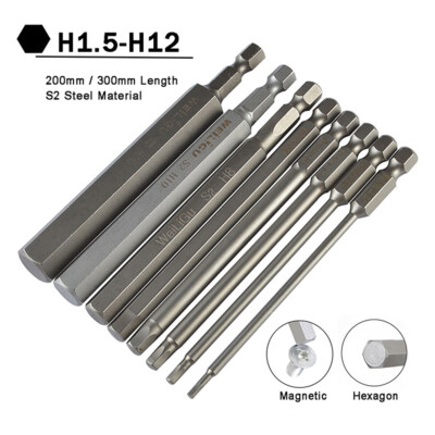 Hex Bit 200mm 300mm LANG 1/4'' Sechskant Schraubendreher Bits H2.5 H3 H4 H5 H6 H8