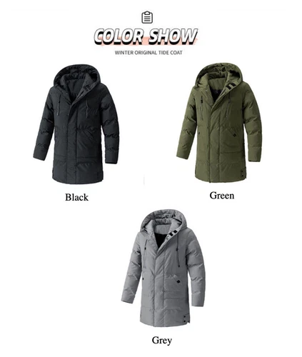 Herren mittellanger Winter warm Business Kapuze wattiert Mantel Parka Jacke Taschen - Bild 5 von 13