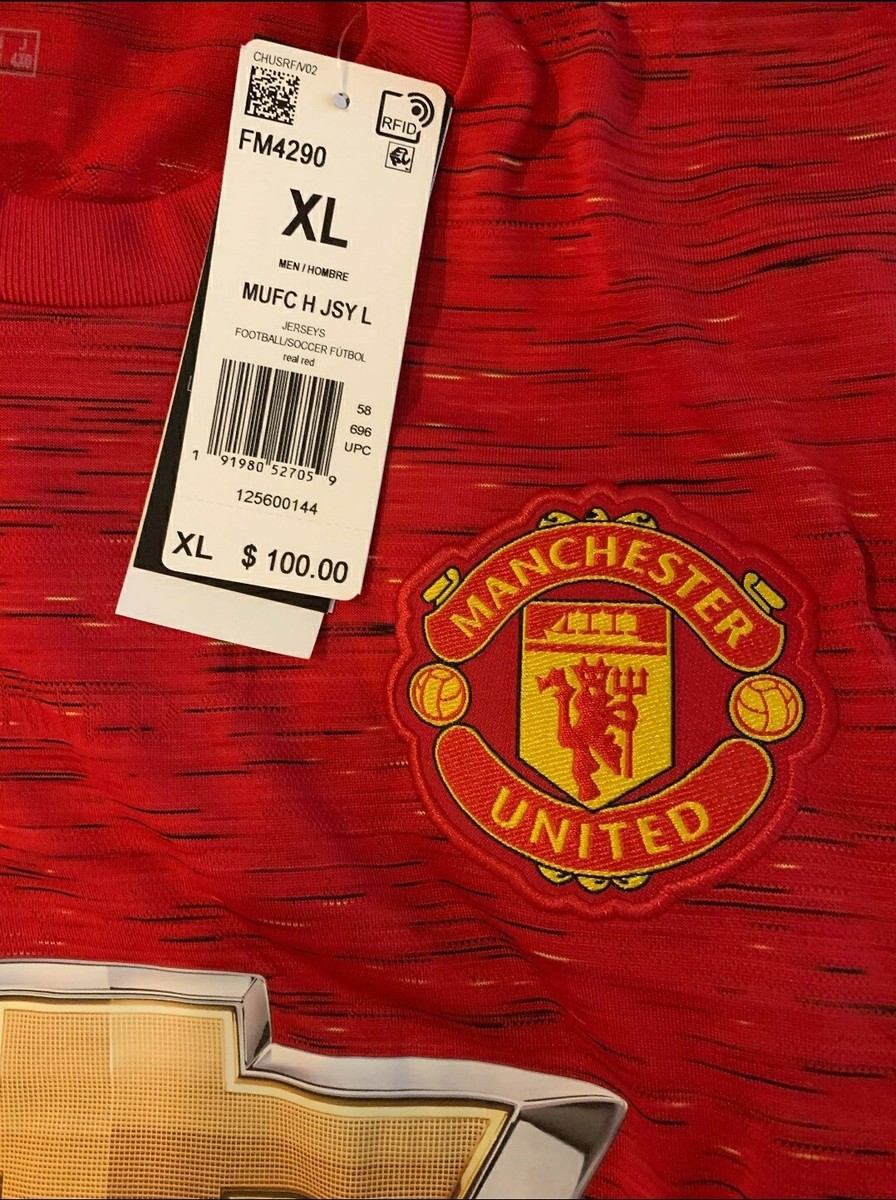 NEW Adidas Manchester United 20/21 Red Home Soccer Jersey Long