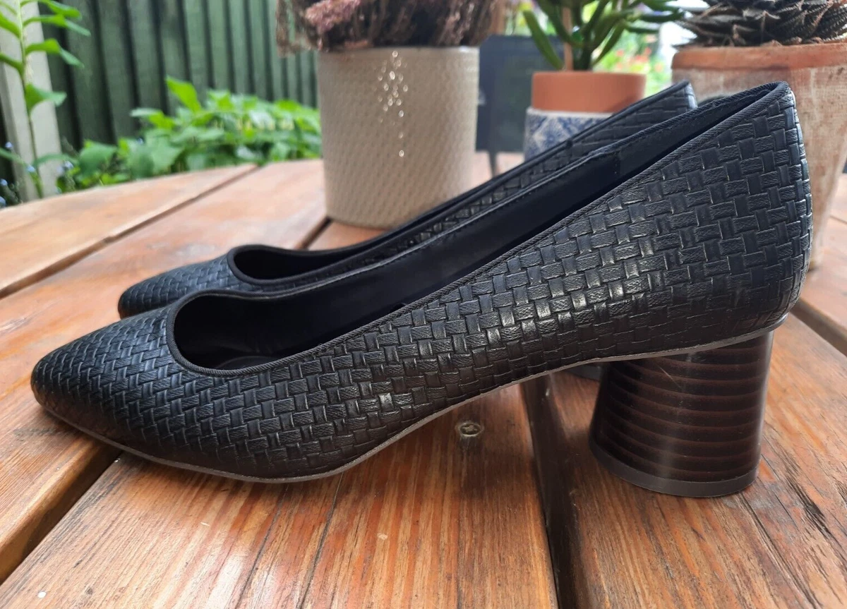 Debenhams Principles ladies black woven mid heel court shoes heels