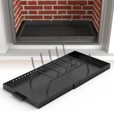 Fireplace Tray Galvanized Steel Ash Pan Handles Adjustable Ember Holder Black