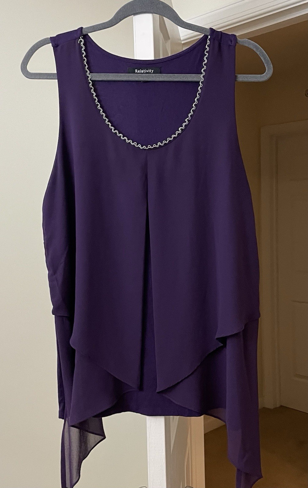 Whimsical Purple Bling Witchy Flowy Artsy Dress Women's XL