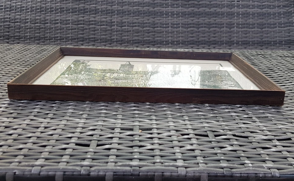 Kurt Römhild Erfurt Blick zur Krämerbrücke mit Gera Hand-Siebdruck gerahmt DDR - Bild 3 von 4