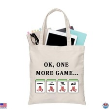 BDPWSS Mahjong Player Tote Bag - "One More Game" Design, Ideal for Enthusiasts 