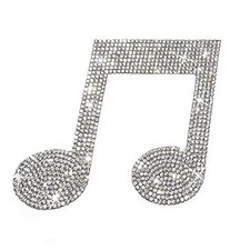 Silver Bling Music Note Car Decal, Waterproof Sparkling Rhinestone Musical 
