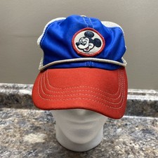 Vtg 80 s Walt Disney Productions Mickey Mouse Red Blue Mesh Trucker Hat Cap