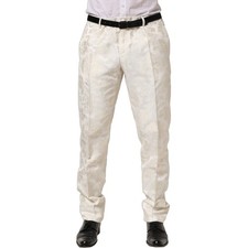 DOLCE & GABBANA Pants White Floral Men Dress Formal Trouser IT56/W42/XXL 3680usd
