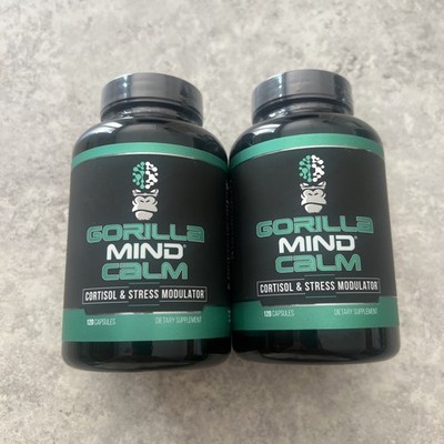 2X Gorilla Mind Calm Stress Support 120 Capsules Non-GMO Exp  01/2028