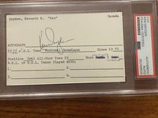 Rare Ken Dryden Signed Index Card - PSA/DNA Authenticated