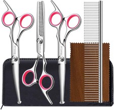 Professional Dog Grooming Scissors Set, 5 in 1 Dog Grooming Scissors Kit, Curved