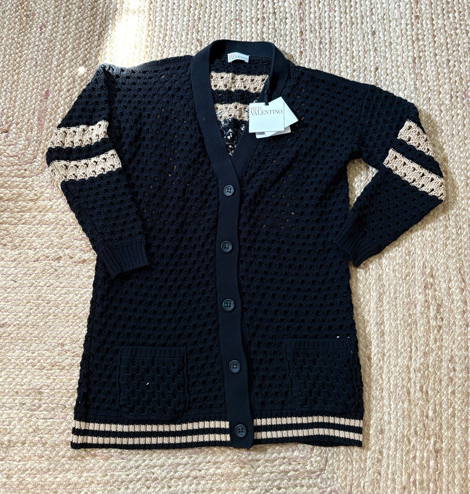 RED Valentino Knit Cardigan Size Small Long Sleeve Black NWT
