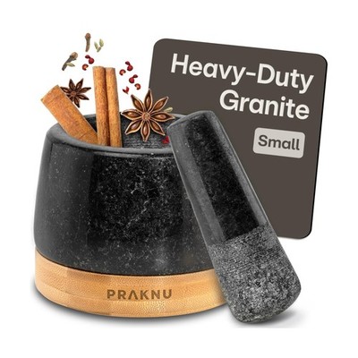 Praknu Mortar and Pestle Set Small - Heavy-Duty 1 Cup Stone Gri... FAST USA SHIP