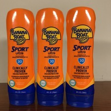  3 Banana Boat Sport Lotion SPF 30 Sunscreen, 8 oz 12/2026 