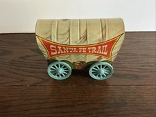 Vintage U.S. Metal Toys Tin Lithograph Santa Fe Covered Wagon Western; ES0619