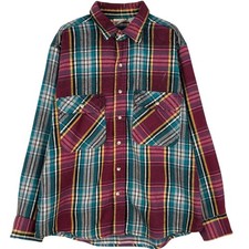 Used FIELD and STREAM long-sleeved heavy flannel check shirt men's size L eq...