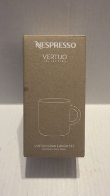 Nespresso Vertuo Collection Gran Lungo Set 2 Glass Cups & Spoons NEW READ