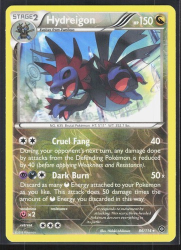 Hydreigon 86/114 2016 Rare Steam Siege Pokemon Reverse Holo