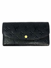 LOUIS VUITTON 2016 Emilie Black Envelope Empreinte Leather Made in Spain Wallet