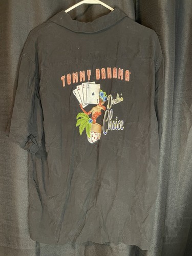 Tommy Bahama Silk Embroidered Dealers Choice Las Vegas Blk Camp Shirt Size Lg - Picture 4 of 4
