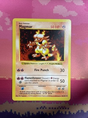 Pokemon Karte Magmar Shadowless Base Set Uncommon 36/102 Near Mint