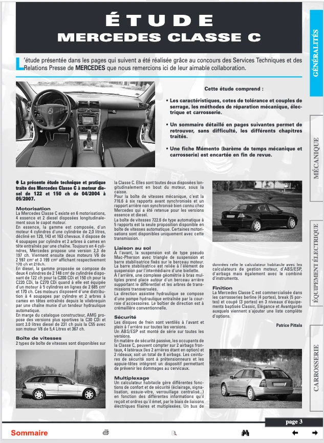 Manuel Atelier Mercedes Classe C 2 W203 Phase 2 2004-2007 RTA Français - PDF CD - Photo 4/4