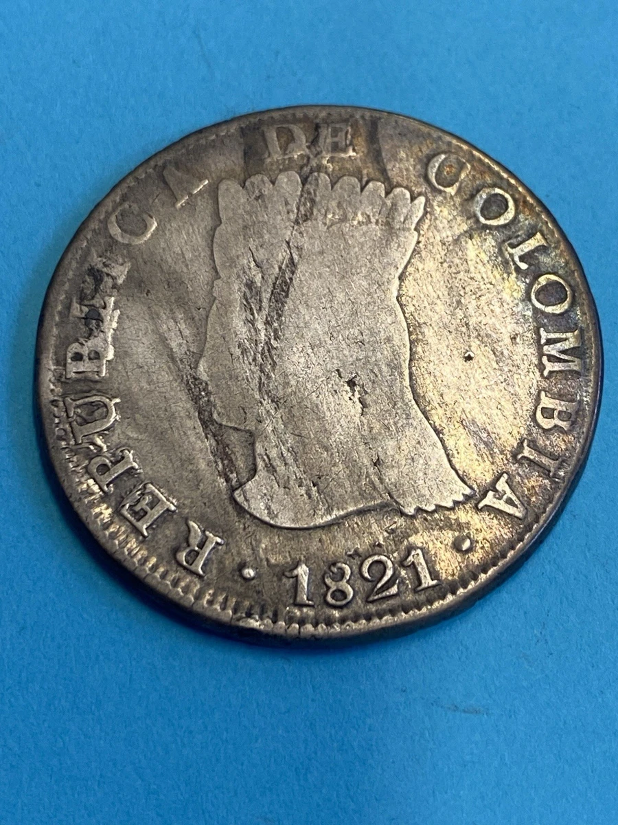 外国銀貨　コロンビア　8R銀貨　1821年Ba ＪF 外国銀貨 コロンビア 8R銀貨 1821年Ba JF 【公式通販】