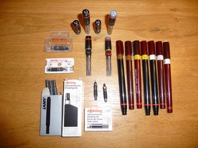 ROTRING Isograph, Rapitograph, Tuschefüller, Konvolut - gebraucht, ungeprüft
