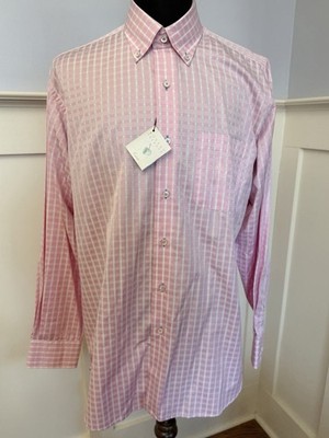 Robert Talbott Dress Shirt Pink Plaid NWT XL 43 17 Button down collar RV $325