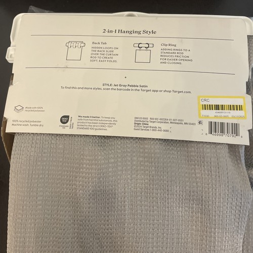 2 Threshold Silver Pebbled Satin Light Filtering Curtain Panel 34 x 63 NWT - Picture 5 of 9
