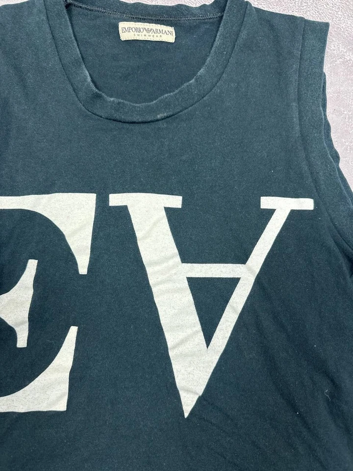 Emporio Armani Mens Black Logo Tank Top L Cotton Blend Sleeveless - Image 2 of 4