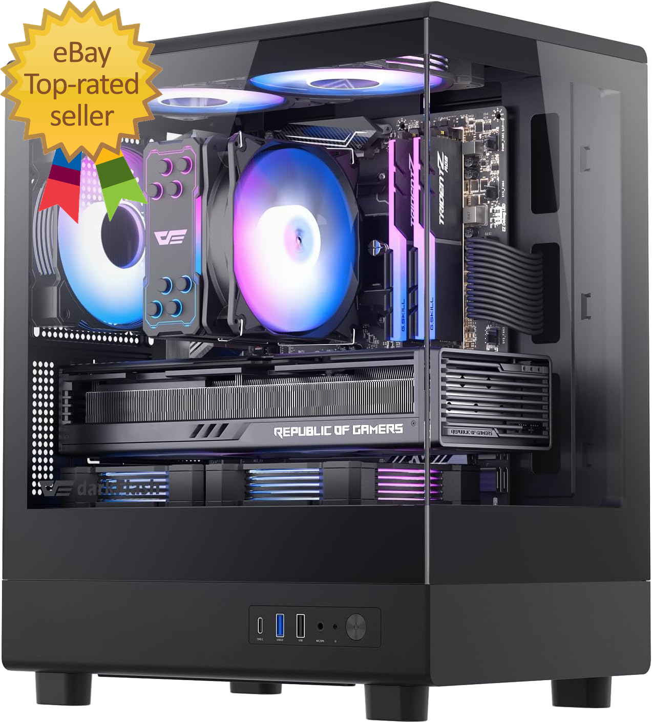Micro Atx PC Case Pre nstall 3 PWM ARGB Fans Computer Cas Full View ...