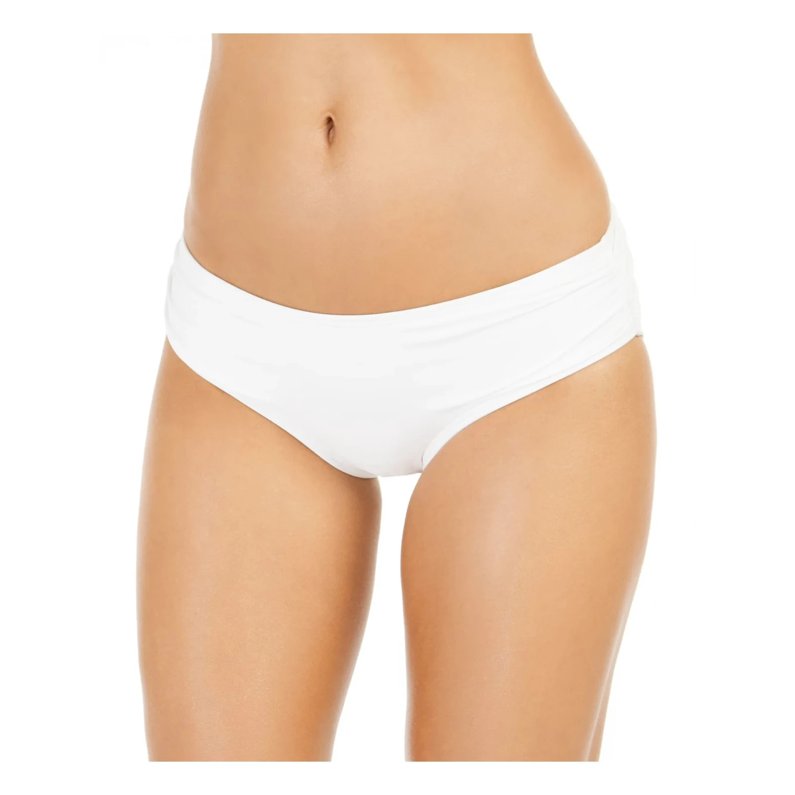 Michael Kors Womens Hipster Shirred Swim Bottom, White, Size M 0507