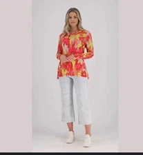 LOGO Lounge by Lori Goldstein Camo Print Sheer Mesh Hoodie-Orange-Large-A489038