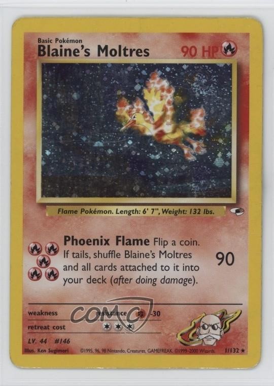 Blaine's Moltres Holo Pokemon Gym Heroes #1 2000