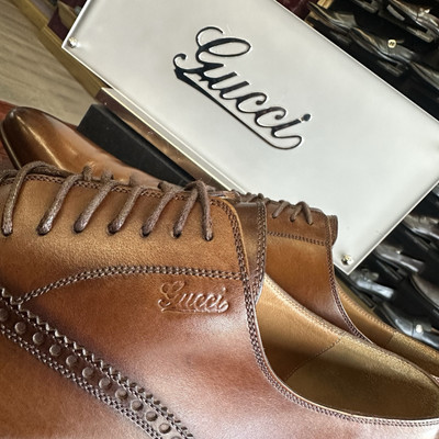 $980 Mens Brown Gucci Leather Oxford Shoes Sz 11 G / 12 D US  display picture 1