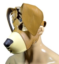 Leather Puppy Hood Custom Head Mask Novelty Costume Dog halloween Floppy ears