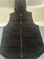 Wrangler Workwear Men's Work Quilted Vest with Hood Black Sz M 38-40