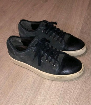 Santoni ACADIA Black Suede And Leather Sneaker Shoes Size 8D MADE in ITALY