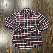 J. Crew Flex Oxford Shirt Men  s Small Plaid Blue Red Cotton