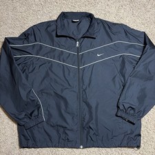 Men  s XXL Y2K Nike Windbreaker Jacket Black White Full Zip Mesh Lined