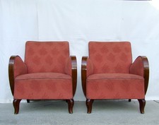Pair of Art Deco Armchairs, Club Cocktail Chairs. Antique Vintage Halabala 1920.