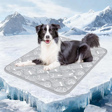 Dog Cooling Mat 2.0, Elegant Grey, 44" 32" Thick Durable Cooling Mat for Extra