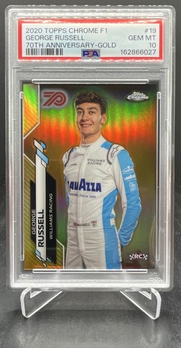 2020 Topps Chrome F1 George Russell RC Portrait Gold 70th Anniv. SP PSA 10 #19
